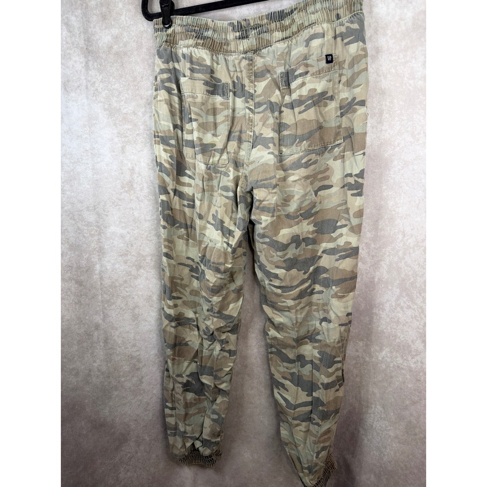 Gap Joggers Women M Green Camo Lyocell Elastic Waist Drawstring Utility Pants - Picture 3 of 5